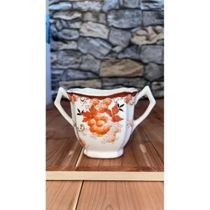 Vintage Moriyama Mori-Machi Porcelain White W/Red Orange Sugar Japan Handpaint